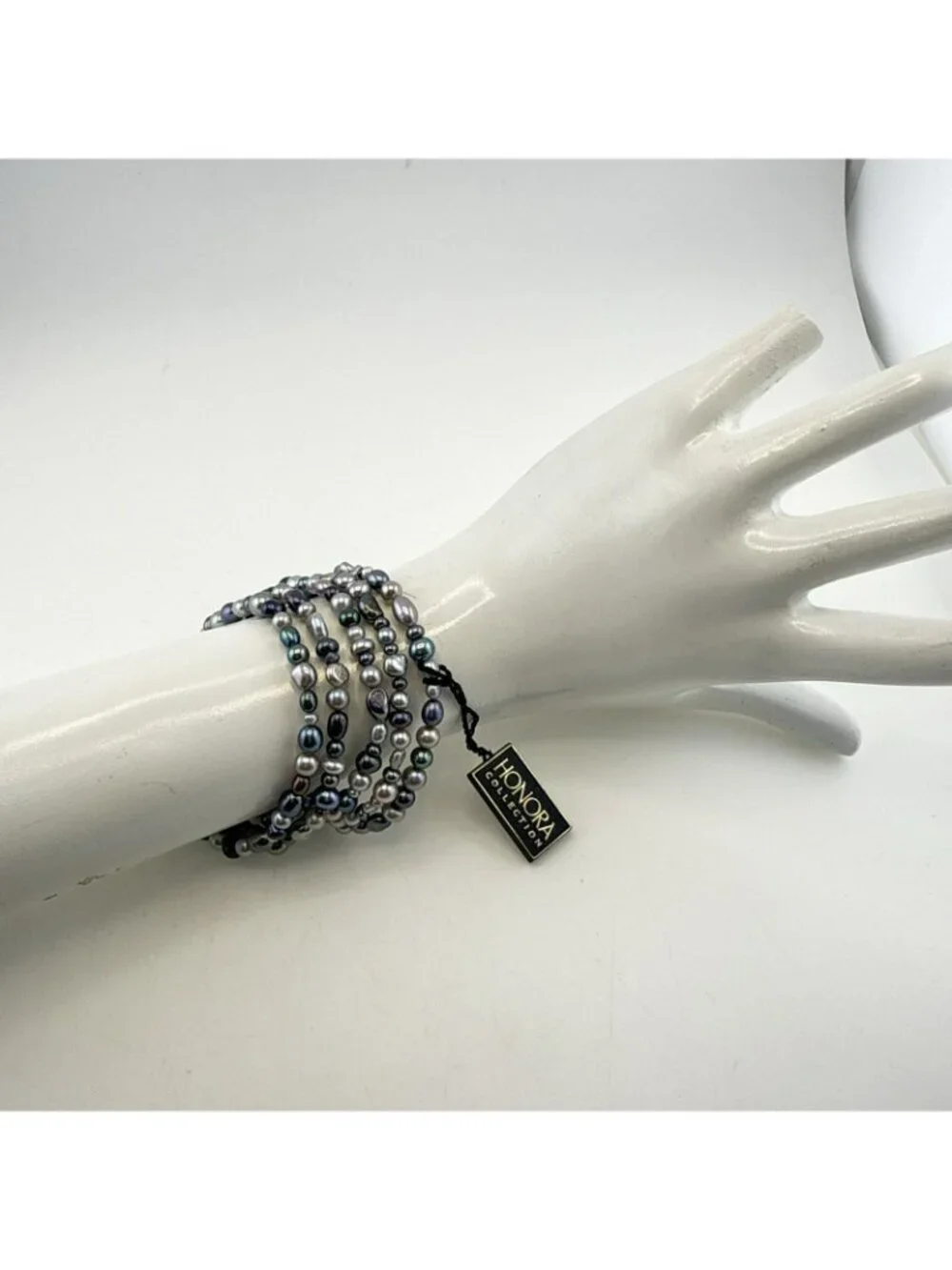 Honora Pearl Bracelet Stretch Set Lot of 5 Gray Oil Slick Multi Strands